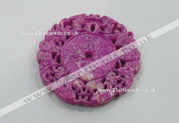 NGP1614 65*65mm Carved dyed natural hetian jade pendants wholesale