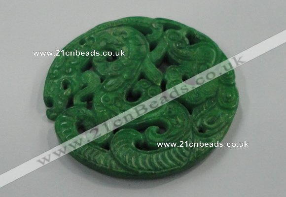 NGP1619 66*67mm Carved dyed natural hetian jade pendants wholesale