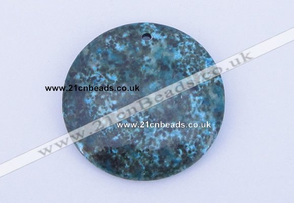 NGP163 2pcs 40mm flat round dyed chrysocolla gemstone pendants