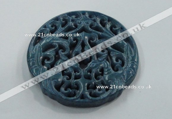 NGP1647 65*65mm Carved dyed natural hetian jade pendants wholesale