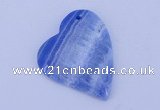 NGP165 2pcs 36*40mm heart dyed blue lace agate gemstone pendants