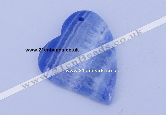 NGP165 2pcs 36*40mm heart dyed blue lace agate gemstone pendants