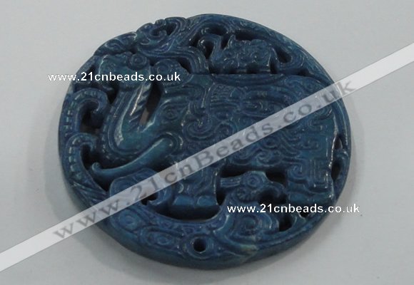 NGP1650 67*67mm Carved dyed natural hetian jade pendants wholesale