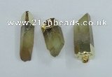 NGP1668 12*35mm - 18*50mm faceted nuggets lemon quartz pendants