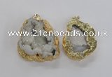 NGP1675 35*40mm - 45*50mm freeform plated druzy agate pendants