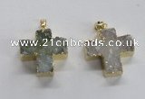 NGP1682 25*26mm - 27*28mm cross druzy agate pendants wholesale