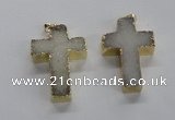 NGP1684 30*45mm - 32*50mm cross druzy agate pendants wholesale