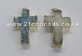 NGP1686 30*45mm - 32*50mm cross druzy agate pendants wholesale