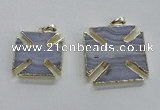 NGP1689 30*30mm - 33*33mm blue lace agate gemstone pendants