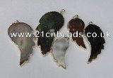 NGP1695 20*40mm - 35*70mm carved leaf agate gemstone pendants