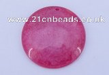 NGP170 2pcs 45mm flat round dyed white jade gemstone pendants