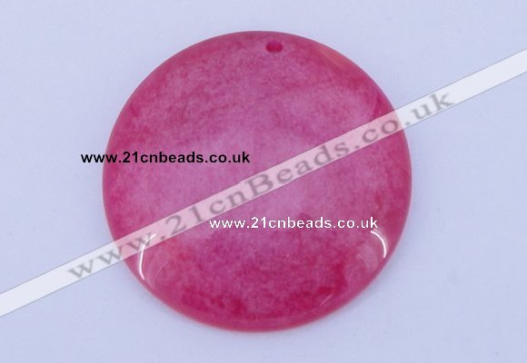 NGP170 2pcs 45mm flat round dyed white jade gemstone pendants