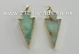 NGP1702 18*39mm arrowhead australia chrysoprase pendants