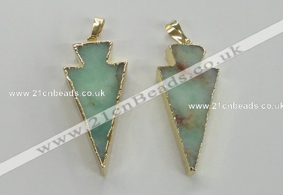 NGP1702 18*39mm arrowhead australia chrysoprase pendants