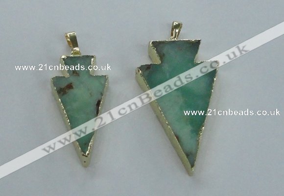 NGP1704 18*38mm - 27*47mm arrowhead australia chrysoprase pendants