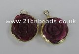 NGP1708 28*30mm - 30*32mm carved flower agate gemstone pendants