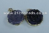 NGP1709 28*30mm - 30*32mm carved flower agate gemstone pendants