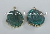 NGP1711 28*30mm - 30*32mm carved flower agate gemstone pendants