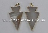 NGP1713 28*50mm - 30*55mm arrowhead agate gemstone pendants