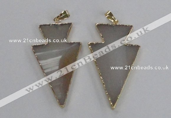 NGP1713 28*50mm - 30*55mm arrowhead agate gemstone pendants