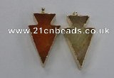 NGP1714 28*50mm - 30*55mm arrowhead agate gemstone pendants