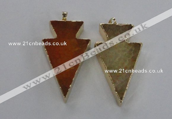 NGP1714 28*50mm - 30*55mm arrowhead agate gemstone pendants