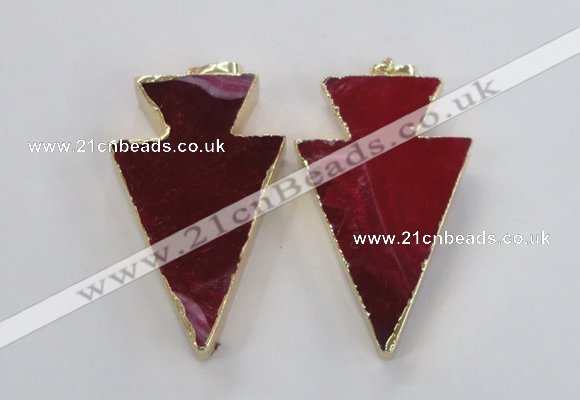 NGP1715 28*50mm - 30*55mm arrowhead agate gemstone pendants