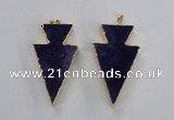 NGP1716 28*50mm - 30*55mm arrowhead agate gemstone pendants
