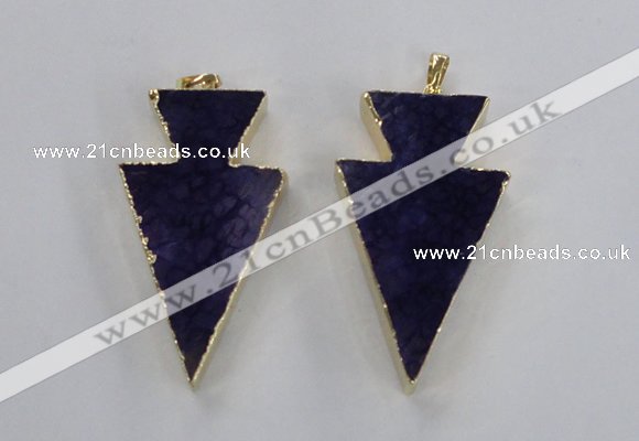NGP1716 28*50mm - 30*55mm arrowhead agate gemstone pendants