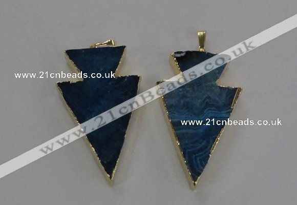 NGP1717 28*50mm - 30*55mm arrowhead agate gemstone pendants