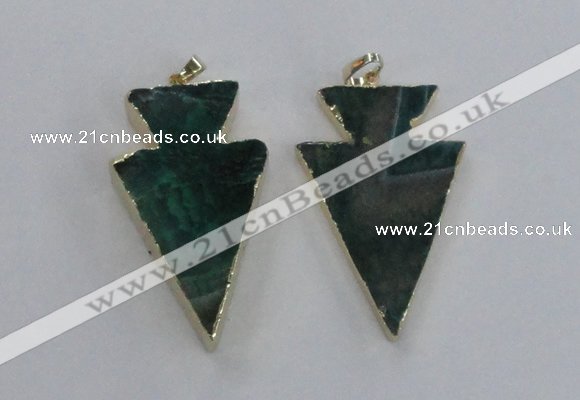 NGP1718 28*50mm - 30*55mm arrowhead agate gemstone pendants