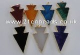 NGP1719 28*50mm - 30*55mm arrowhead agate gemstone pendants