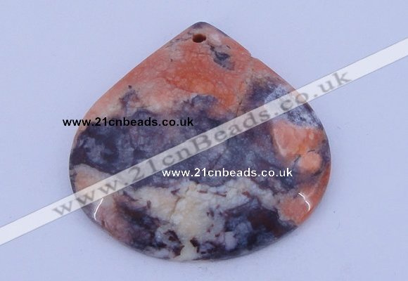 NGP172 2pcs 6*44mm flat teardrop brecciated jasper gemstone pendants