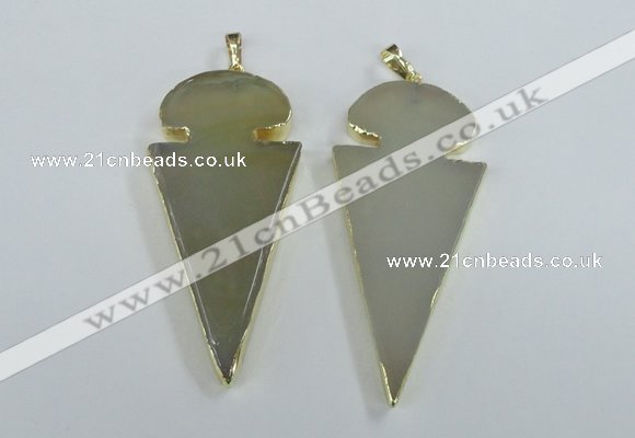 NGP1721 30*65mm arrowhead agate gemstone pendants wholesale