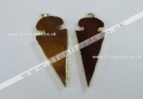 NGP1722 30*65mm arrowhead agate gemstone pendants wholesale