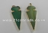 NGP1724 30*65mm arrowhead agate gemstone pendants wholesale