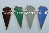 NGP1725 30*65mm arrowhead agate gemstone pendants wholesale