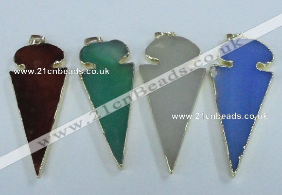 NGP1725 30*65mm arrowhead agate gemstone pendants wholesale