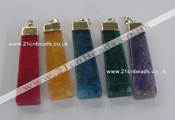 NGP1732 15*55mm trapezoid agate gemstone pendants wholesale