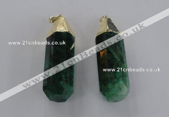 NGP1738 17*60mm faceted nuggets agate gemstone pendants wholesale