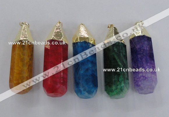 NGP1739 17*60mm faceted nuggets agate gemstone pendants wholesale