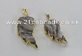 NGP1742 15*30mm - 20*40mm carved leaf druzy agate pendants