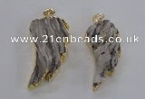 NGP1743 20*45mm - 25*55mm carved leaf druzy agate pendants