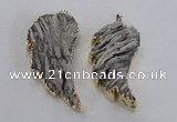 NGP1744 28*55mm - 30*65mm carved leaf druzy agate pendants