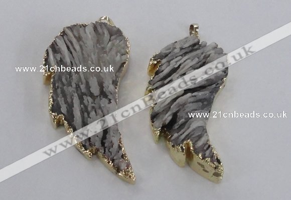 NGP1744 28*55mm - 30*65mm carved leaf druzy agate pendants