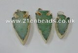 NGP1748 20*30mm - 25*50mm arrowhead druzy agate gemstone pendants