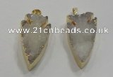 NGP1750 20*30mm - 25*50mm arrowhead druzy agate gemstone pendants