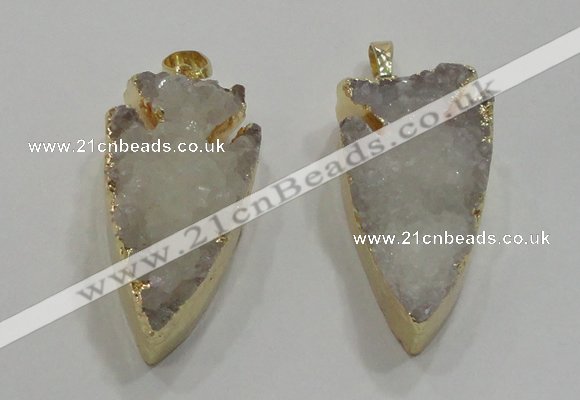 NGP1750 20*30mm - 25*50mm arrowhead druzy agate gemstone pendants