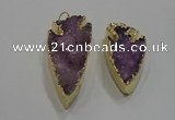 NGP1751 20*30mm - 25*50mm arrowhead druzy agate gemstone pendants