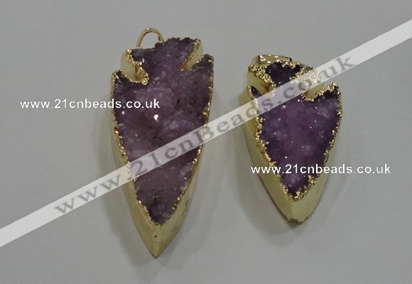 NGP1751 20*30mm - 25*50mm arrowhead druzy agate gemstone pendants